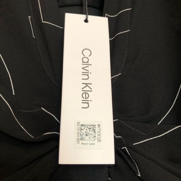 CALVIN KLEIN - 🎉HP🎉 NWT - L Sz 6 Short Sleeve Logo Maxi Illusion Shirtdress - Picture 14 of 16
